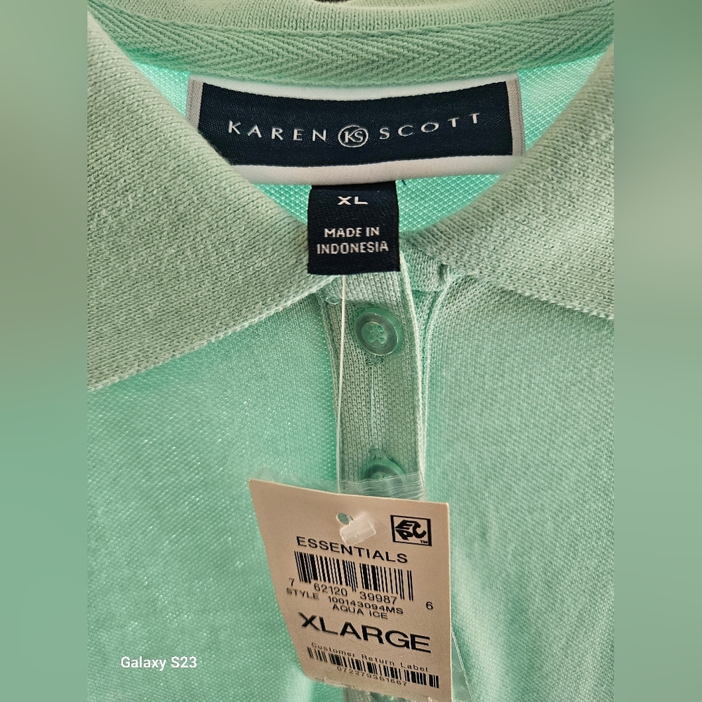 Karen Scott Light Green Polo Shirt